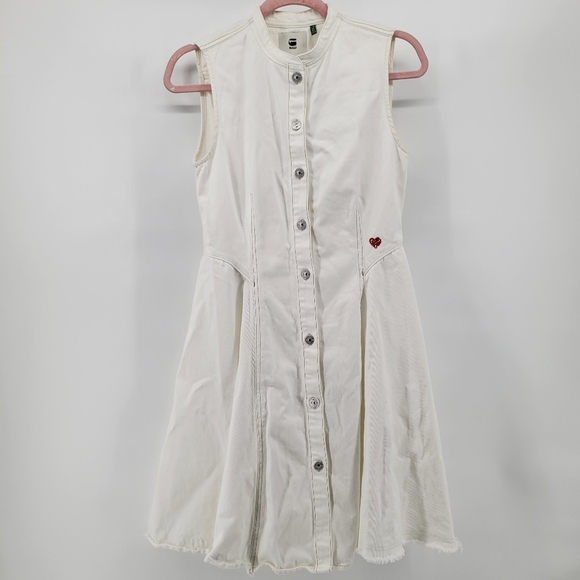 G-Star raw Bristum Slim Flare Fringe Short Dress XS white - Picture 2 of 9